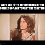 I guess the barista left behind a putrid latte | WHEN YOU ENTER THE BATHROOM OF THE COFFEE SHOP AND YOU LIFT THE TOILET LID | image tagged in gifs,toilet,surprised pikachu | made w/ Imgflip video-to-gif maker