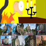 The steam team laugh at Matthew's clothes on fire | image tagged in the steam team laugh at what,thomas the tank engine,deviantart,crossover,pbs | made w/ Imgflip meme maker