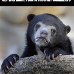 Confession Bear Meme | I'M PRETTY SURE I CONSISTENTLY GET WAY MORE POINTS FROM MY COMMENTS; COMPARED TO MY MEMES | image tagged in memes,confession bear | made w/ Imgflip meme maker