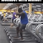 Whimsical Workout | WORKOUT WITH WHIMSY | image tagged in gifs,gym,whimsy,treadmill,workout,funny | made w/ Imgflip video-to-gif maker