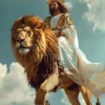 Jesus riding Lion