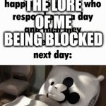 You will not supposed to block me | THE LORE OF ME BEING BLOCKED | image tagged in gifs,block | made w/ Imgflip video-to-gif maker