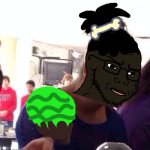 Fat Negress holding watermelon