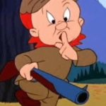 Elmer Fudd hunting bad bunny wabbits