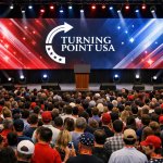 Crowded TPUSA event with empty stage