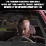 The one time it’s good to have a bad OS | TFW YOUR MOM FINDS YOUR “HOMEWORK” FOLDER BUT YOUR COMPUTER CRASHES THE MOMENT SHE OPENS IT SO SHES JUST SITTING THERE LIKE | image tagged in gifs,saved by the bell,memes,homework,lucky | made w/ Imgflip video-to-gif maker