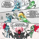 Sword fight | I'LL BE JUST HERE FOR SCARJO IN THE 2027 LIVE ACTION EXORCIST MOVIE; WHAT ABOUT BEING ALSO HERE FOR JARED LETO BEING SKELETOR IN THE RECENT LIVE ACTION HE-MAN MOVIE? MANDALORIAN & GROGU: THE MOVIE OR BUST! | image tagged in sword fight,he-man,scarlett johansson,the mandalorian,jared leto,baby yoda | made w/ Imgflip meme maker