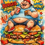 fat obese dude on a burger