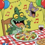 Jamal The Funny Frog eats caesar salad