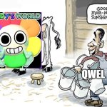 Dandy's World in a nutshell | QWEL | image tagged in milking the cow,qwel,dandy's world,roblox | made w/ Imgflip meme maker