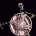 Skeleton banging shield template