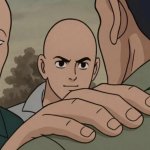 Hand on shoulder: bald