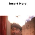 Which character laughs at Harry's head on fire