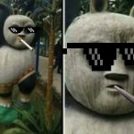 Cigarrette fu panda | image tagged in evil po,kung fu panda,universal studios,cigarettes,dreamworks | made w/ Imgflip meme maker