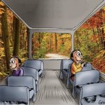 2 guys in bus, happy