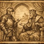 make a template of an knight and a king talking