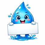 water cute smiling/ excitited holding a blank sign