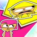 Yellow is having a seizure while pink is staring