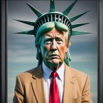 Pres Trump as statue of liberty meme