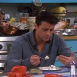 Joey eating Rachel's Shepherd's Pie