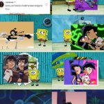 How to ignore the DXS lore | image tagged in patrick question spongebob proof,danny phantom,nickelodeon,sam manson | made w/ Imgflip meme maker