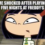 FNAF Meme | ME SHOCKED AFTER PLAYING FIVE NIGHTS AT FREDDY’S | image tagged in shocked kitty | made w/ Imgflip meme maker