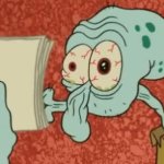 Crazy Squidward kissing paper GIF Template