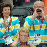 King of Sweden cheering
