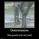 Determination. That ground won't dry itself | Determination | That ground won't dry itself | image tagged in funny,demotivationals | made w/ Imgflip demotivational maker