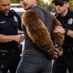 guy with bear arms getting arrested