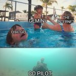 Chat is dying | THE INTERNET; GEMINI; CHATGPT; CO PILOT | image tagged in chatgpt | made w/ Imgflip meme maker