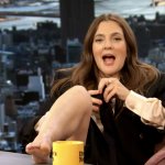 Drew Barrymore indulging her foot fetish