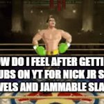 celebratory | HOW DO I FEEL AFTER GETTING 80 SUBS ON YT FOR NICK JR SKITS, PVZ LEVELS AND JAMMABLE SLANDERS | image tagged in gifs,dance | made w/ Imgflip video-to-gif maker