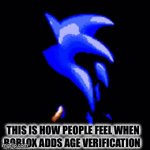 People: | THIS IS HOW PEOPLE FEEL WHEN ROBLOX ADDS AGE VERIFICATION | image tagged in gifs,sonic | made w/ Imgflip video-to-gif maker