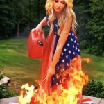 Patriot woman burns LGBTT flag
