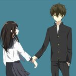 Oreki holding Eru's wrist (Hyouka) template
