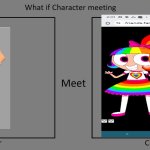 Fill in memes be like: | image tagged in what if character meeting,deviantart,sybau,cringe,oh wow are you actually reading these tags | made w/ Imgflip meme maker