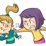 Little girl slaps little blonde girl