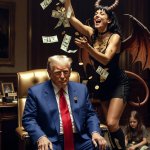 Trump Satan gold girl Faust money evil