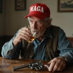 Old Elderly Man MAGA liquor booze gun pistol alcoholism