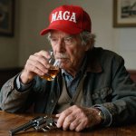 Old Elderly Man MAGA liquor booze gun pistol alcoholism