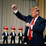 Donald Trump puppet master marionettes strings MAGA