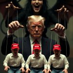Donald Trump puppet master marionettes strings MAGA Satan Devil meme
