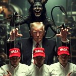 Donald Trump puppet master marionettes strings MAGA Satan Devil