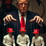Donald Trump puppet master marionettes strings MAGA Satan