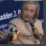 Hillary pointing gun