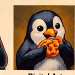 Penguin eats jalebi