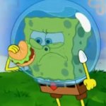 SpongeBob sniffing Krabby Patty