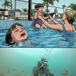 Drwoning in A Pool and smoking cigarre meme