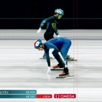 speed skater going backwards